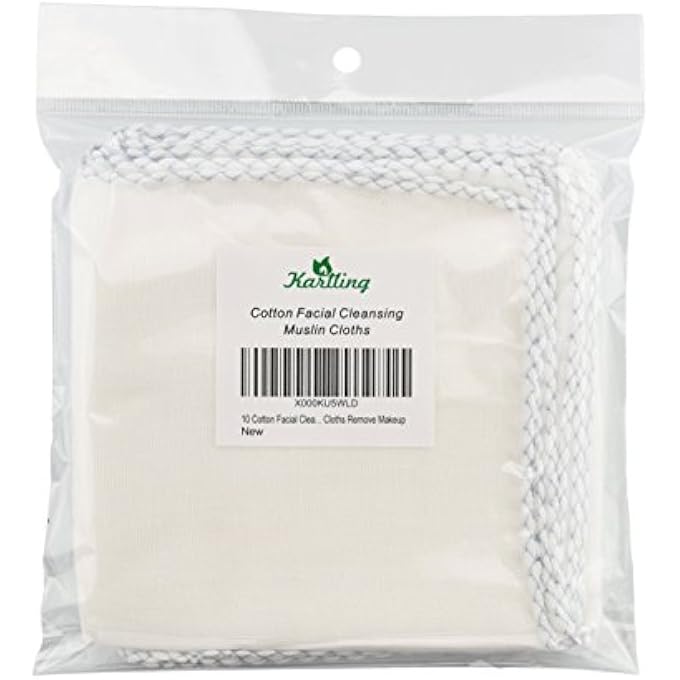 karlling 10 COTTON FACIAL CLEANSING MUSLIN CLOTHS MAKEUP REMOVER WIPES - Image 1